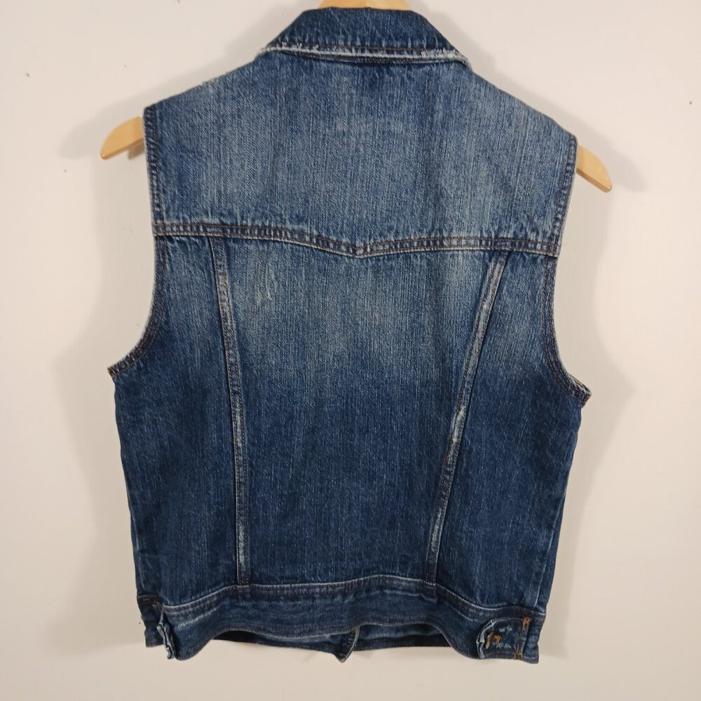Denim Vest by Forever 21 Distressed Style Size Medium, Coastal Cowgirl, Western - Picture 3 of 16